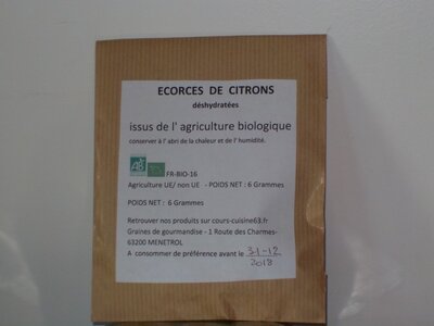 Ecorces de citrons bio déshydratées