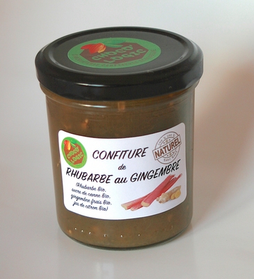 Confiture rhubarbe et gingembre frais bio