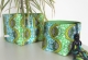 Panier de rangement ou cache-pot en coton wax africain vert jaune bleu (pm) - image 3