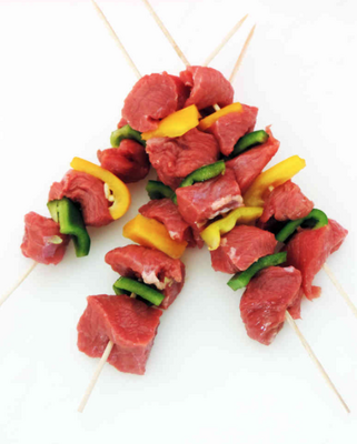Brochettes de boeuf aux légumes (marinées) x 3