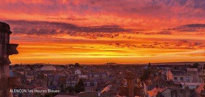 Carte postale alençon, coucher de soleil