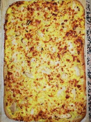 Pizza rectangulairepoulet/curry(pour 6 parts)