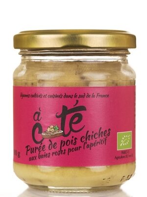 Purée de pois chiche aux baie roses