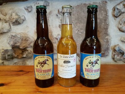 Pack 1 cidre fermier le lieu chéri + 2 bières blanche la trotteuse