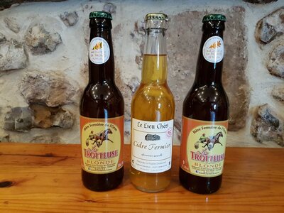 Pack 2 bières blonde la trotteuse + 1 cidre fermier le lieu chéri