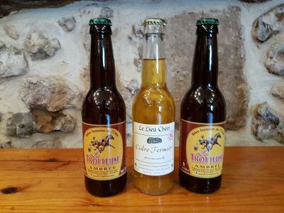 Pack 2 bières ambrée la trotteuse + 1 cidre fermier le lieu chéri
