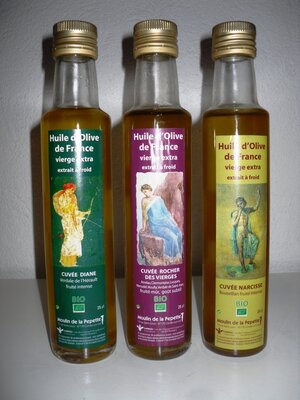 Coffret de 3 huiles d'olive vierge extra bio– cuvée diane,narcisse,rochers