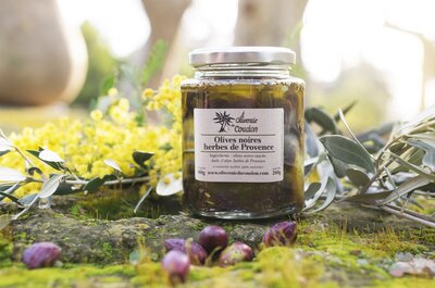 Olives noires herbes provence en pot
