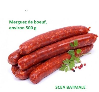Merguez 100 % boeuf, 500 g environ