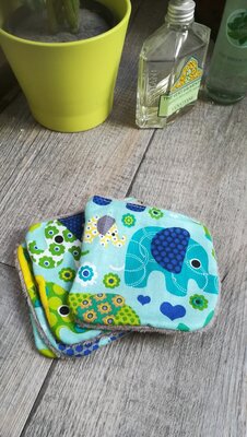4 lingettes lavables 'éléphants'