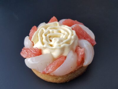Tarte pamplemousse litchi