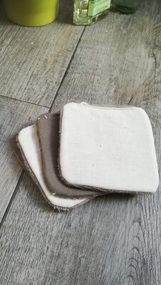 4 lingettes lavables duo beige et marron'