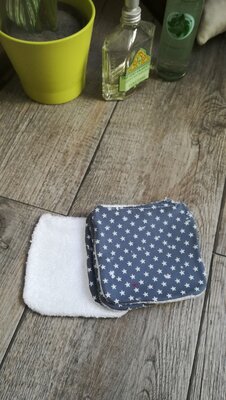 4 lingettes lavables 'anthracite à étoiles'
