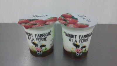 Lot 2 yaourts sur fond de confiture de fraise