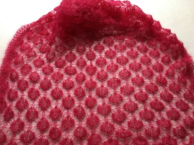 Foulard dentelle framboise