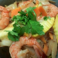 Crevette au lait de coco et curry rouge