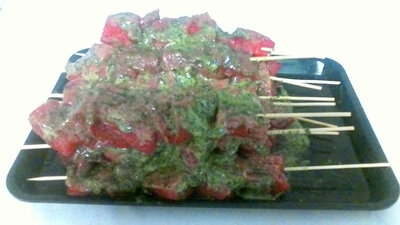 Brochette de boeuf marinée moutarde-herbes x2