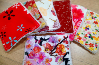 Lingette lavable 'japon rouge'