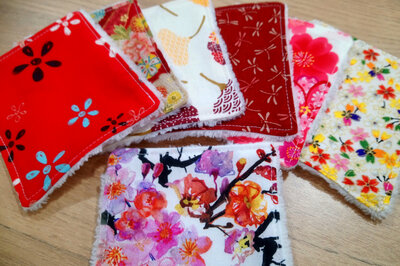 Lingette lavable 'japon rouge'