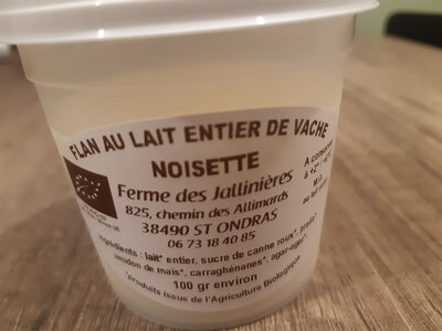 Flan au lait entier de vache noisett