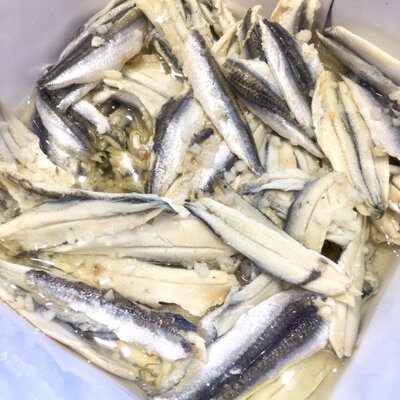 Filets d'anchois marinés à l'ail