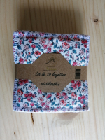 Lot 10 lingettes fleurs doublure rose pastel