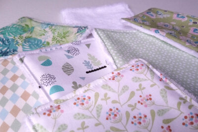 Lingette  lavable 'vert d'eau'