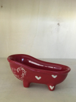 Porte savon baignoire rouge à cœur beige