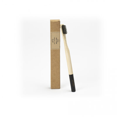 Brosse à dent adulte noire médium en bambou