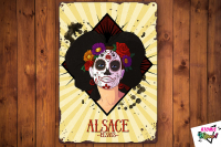Plaque métal - santa muerta elsass (catrina alsacienne)