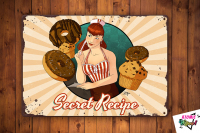 Plaque métal - pin up 'secret recipe' (betty muffin)