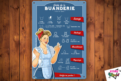 Plaque métal - guide de la buanderie