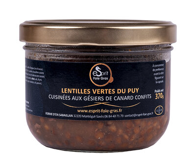Lentilles vertes du puy cuisinées aux gésiers de canard confits 370 g
