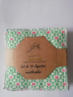 Lot de 10 lingettes vert-rose