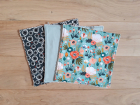 Les 3 essuie-tout en coton bio - pavot turquoise