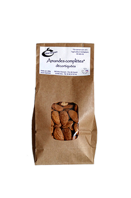 Amandes complètes décortiquées 500gr