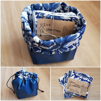 Pochon+5 lingettes - bleu