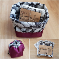 Pochon+5 lingettes - violet/galets