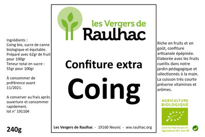 Confiture coing -  achat solidaire