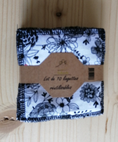 Lot 10 lingettes fleur doublure noire