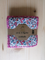 Lot 10 lingettes fleur doublure rose vif