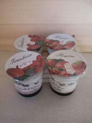 Yaourt 2 framboises, 2 fraises