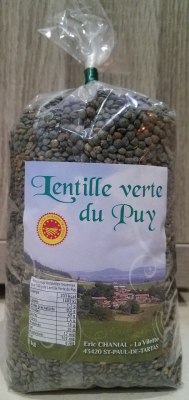 Lentilles verte du puy aop