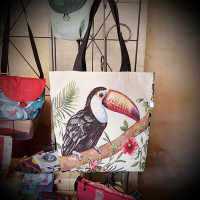 Sac jacquard toucan