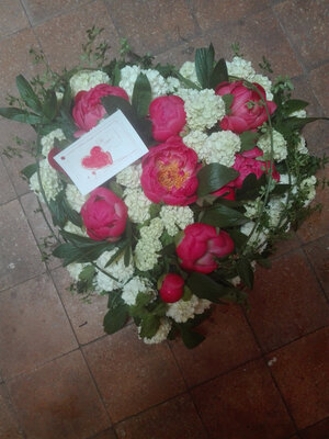 Composition pivoines rose corail