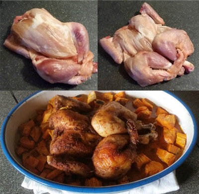Coquelet (poulet en crapaudine) pip