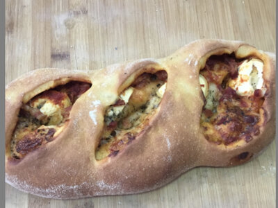 Fougasse lardons chèvre