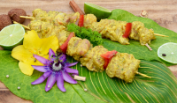 Brochette de poulet curry coco