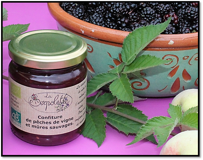 Confiture pêches de vigne/mûres