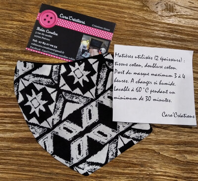 Masque barrière noir et blanc